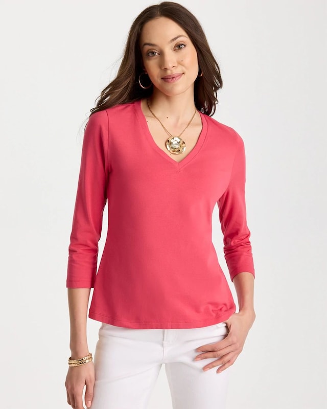 Cotton Stretch 3/4 Sleeve Tee